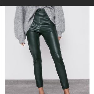 dark green leather pants